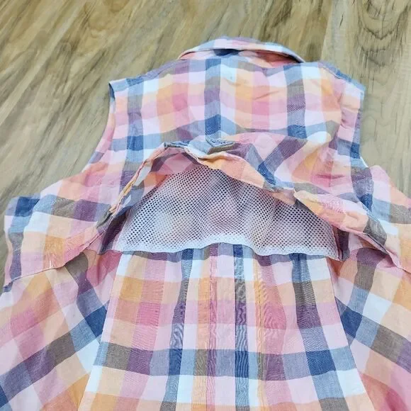 🔹️Columbia PFG Plaid Super Bonehead Button Front Sleeveless Dress Large - Picture 6 of 12